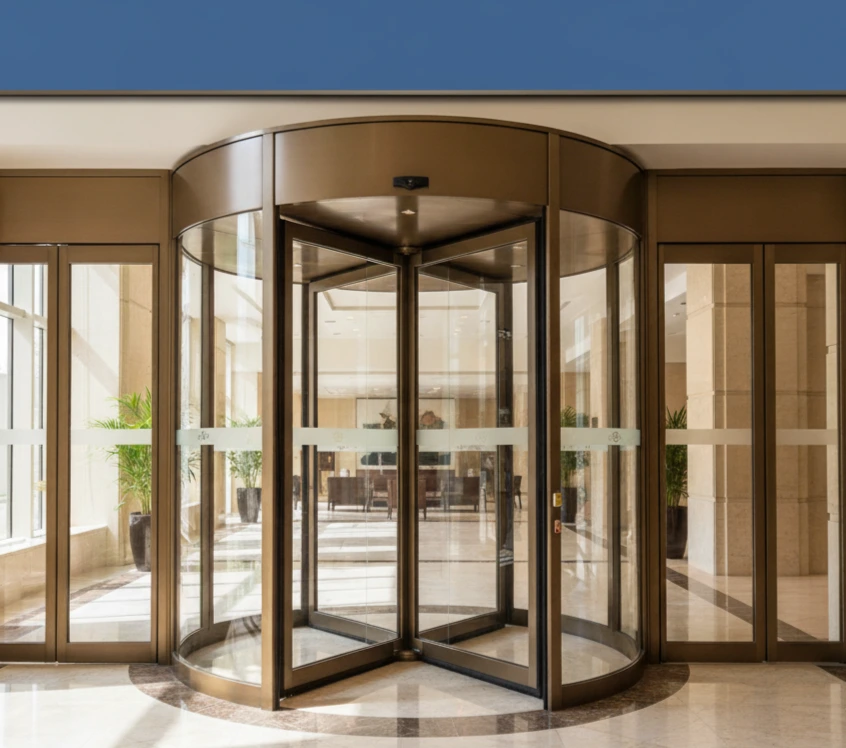 Modern revolving doors and entrance systems installation